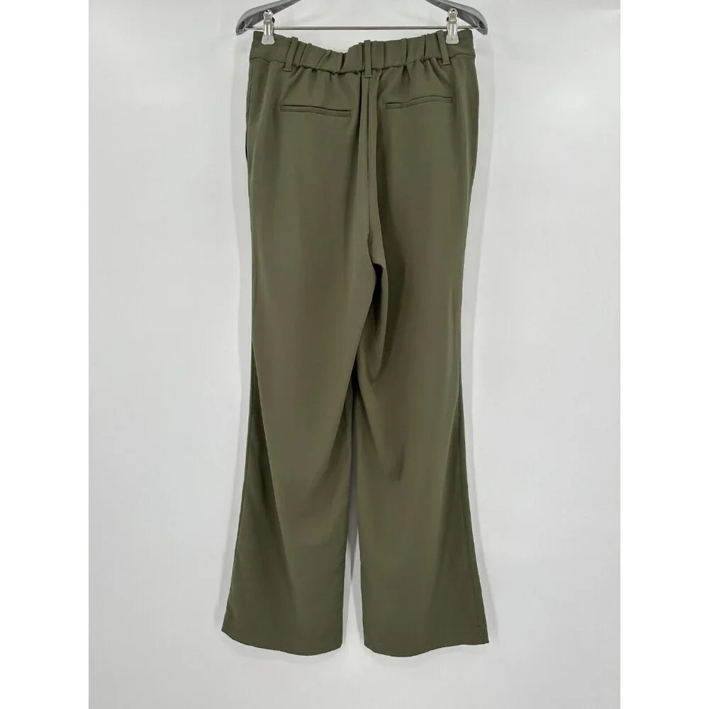 Quince Women's Stretch Crepe Pleated Wide Leg Pants Olive sz S NWT 30" Inseam - Picture 4 of 4